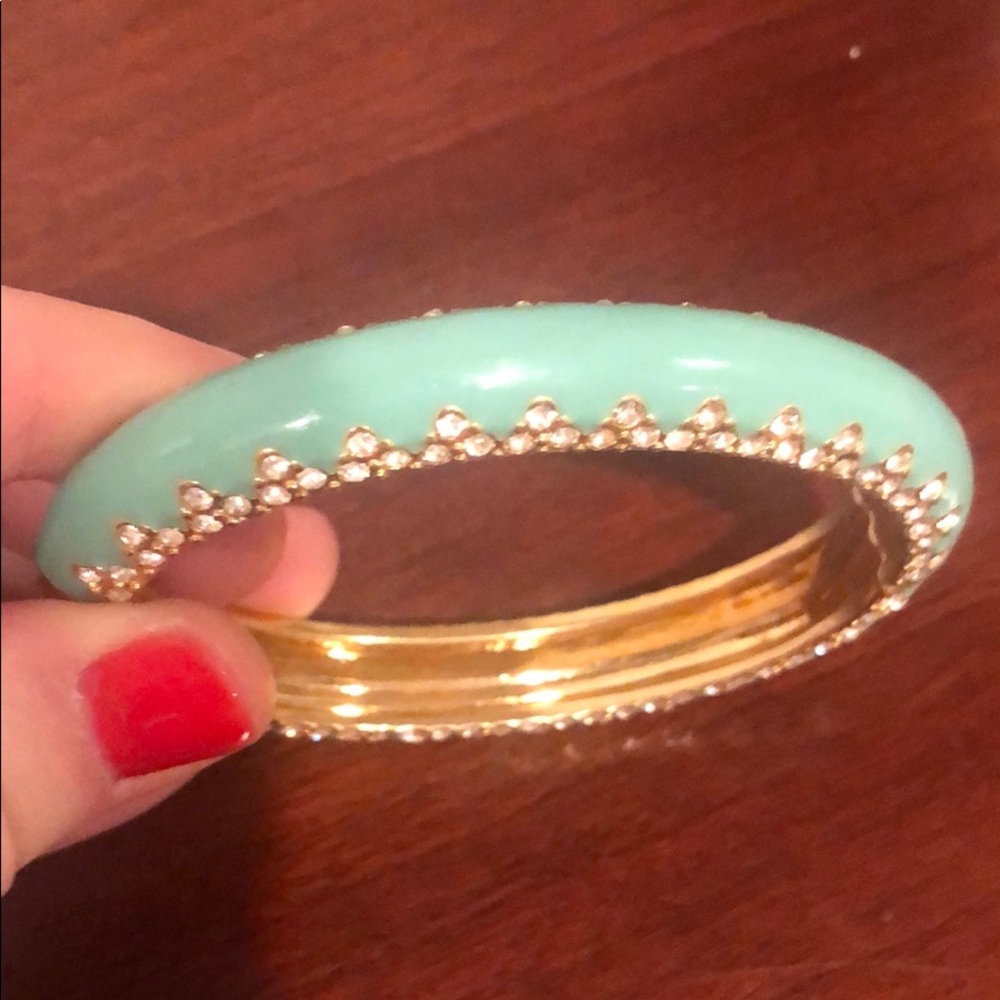 Stella & Dot turquoise hinged bangle bracelet
